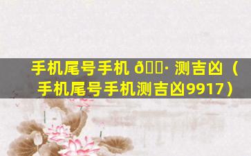 手机尾号手机 🌷 测吉凶（手机尾号手机测吉凶9917）